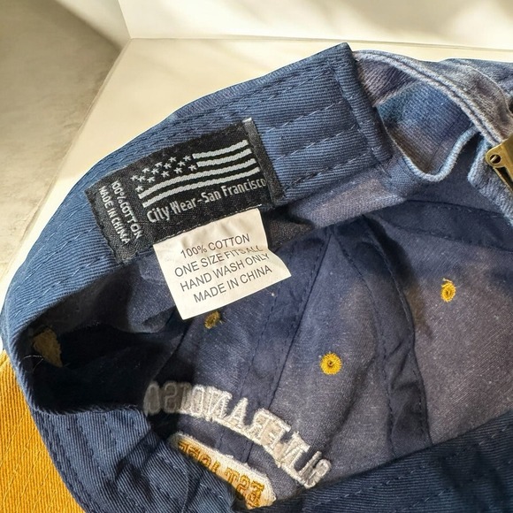 San Francisco California Dad Hat Navy Mustard Adjustable Strapback Baseball Cap - Picture 3 of 5